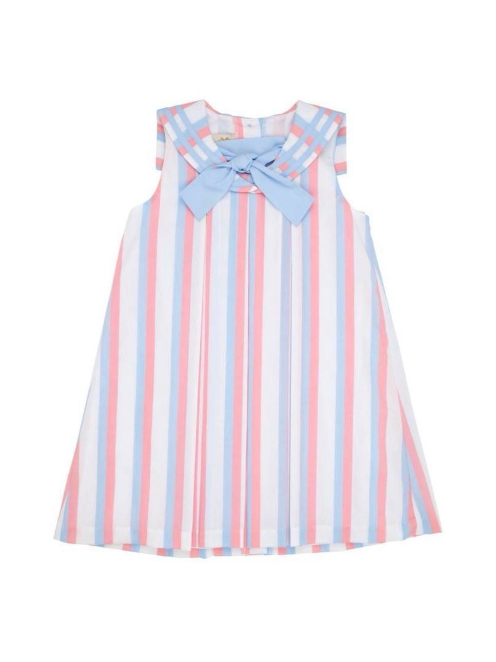Striped Pink & Blue Bow-Front Girls Sailor Dress